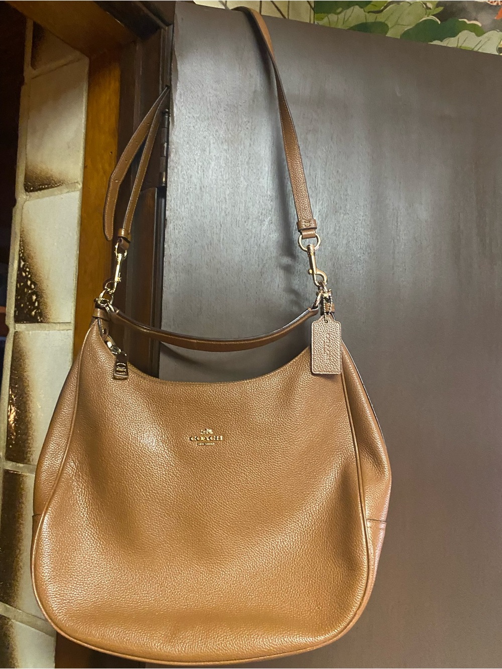 Coach Harley Saddle Brown Pebble Leather Hobo with Shoulder Strap - Picture 11 of 11